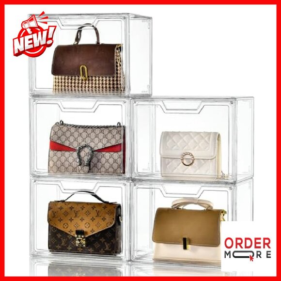 Clear Acrylic Purse Organizer Display Box with Magnetic Door - 5 Pack - Picture 2 of 8
